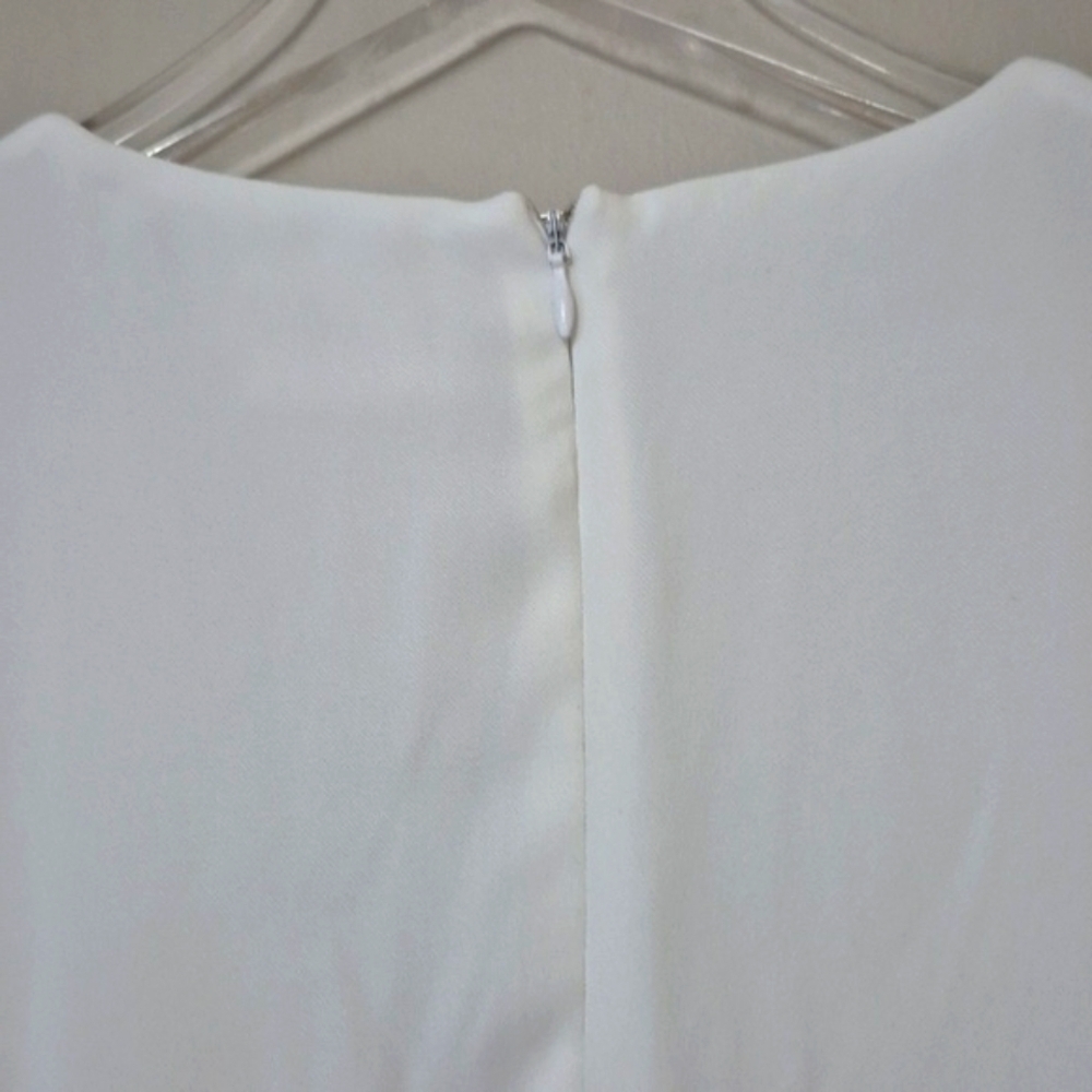 Calli The Label Asta Dress White V-Neck Tennis Prep Dress with Blue Trim, Size 4 - Picture 12 of 16